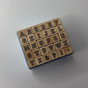 Alphabet Wooden Stamp Set Wood Letters English Language Arts Crafting Crafts NEW
